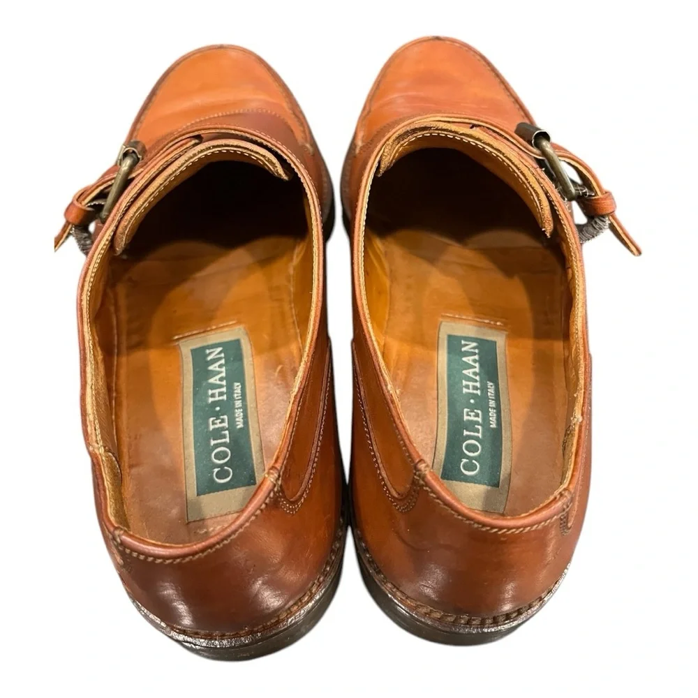 Cole Haan‎ Monk Strap Brown Leather Slip On Dress Shoes Size 8.5